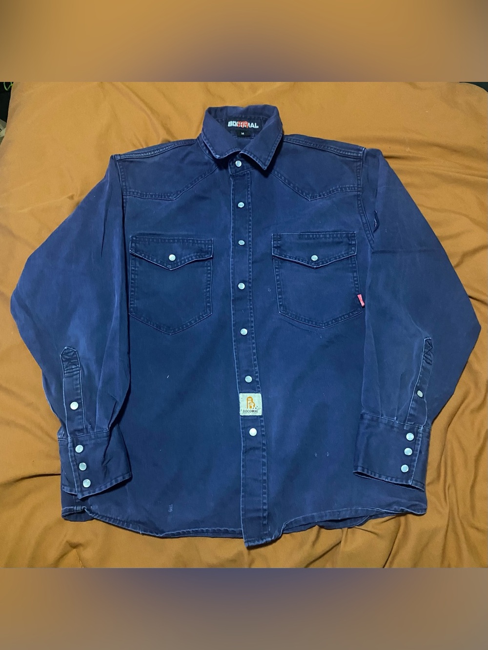 Bocomal Blue Workwear Button-Up Shirt - Vintage Style